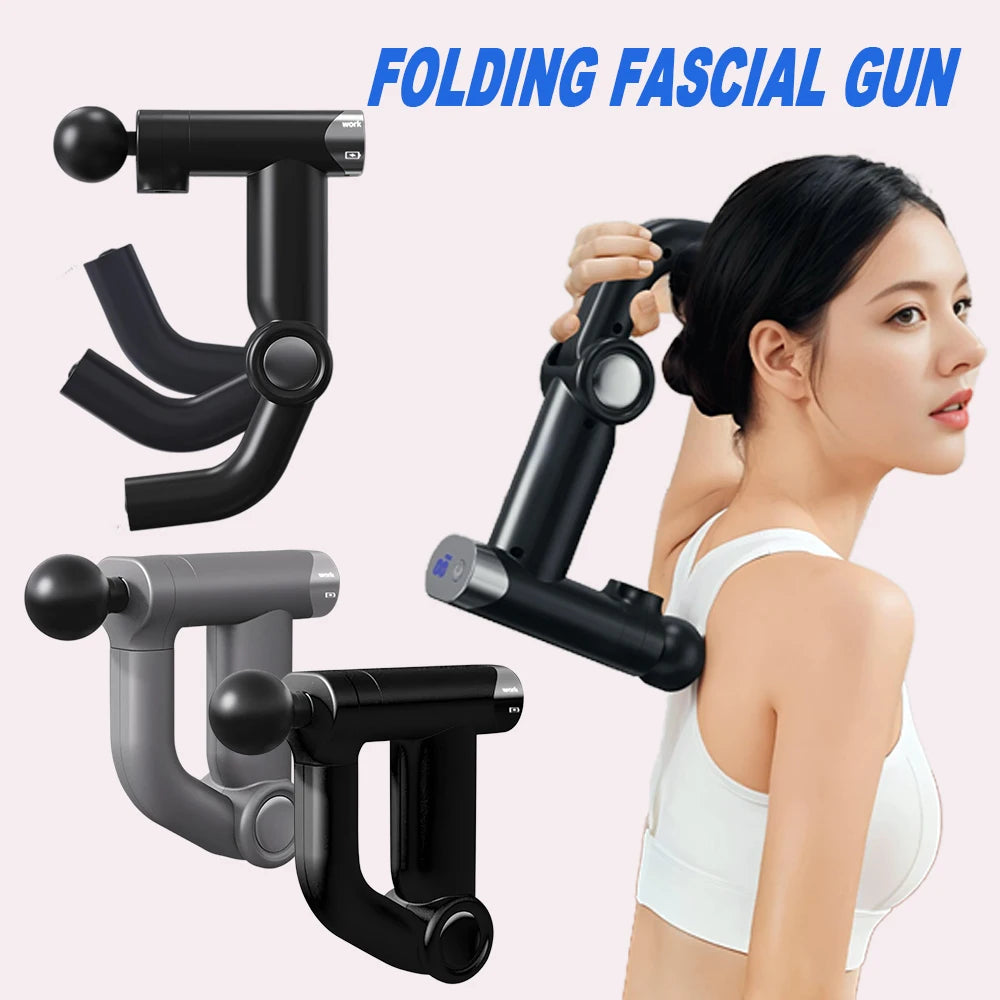 Deep Muscle Massage Gun Folding Fascia Gun Electric Percussion Pistol Massager For Body Neck Back Leg Fitness Tool 32 Levels