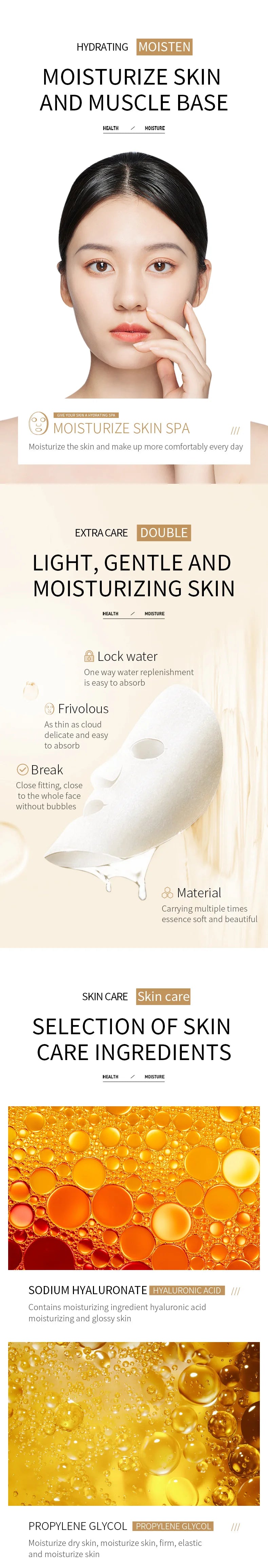 20pcs BIOAQUA Moisturizing Face Mask Whitenting Facial skincare Anti-aging Wrinkle Hydrating Facial Sheet Mask Skin Care