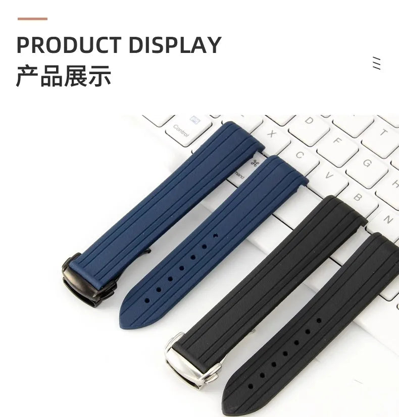 Rubber strap For Omega New Seamaster 300 Watchband High-Quality Watch Band Folding Clasp Curved End Watches Accessories 20mm