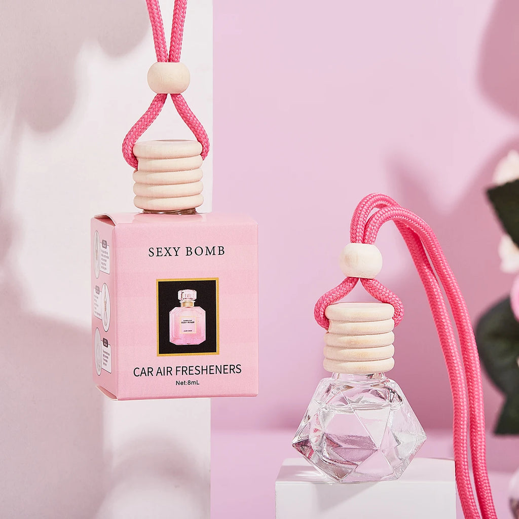 معطر سيارة وردي فاخر معلق لتعطير السيارة وتنقية الهواء | Pink Car Fragrance Pendant Interior Accessories Fresh Air Perfume