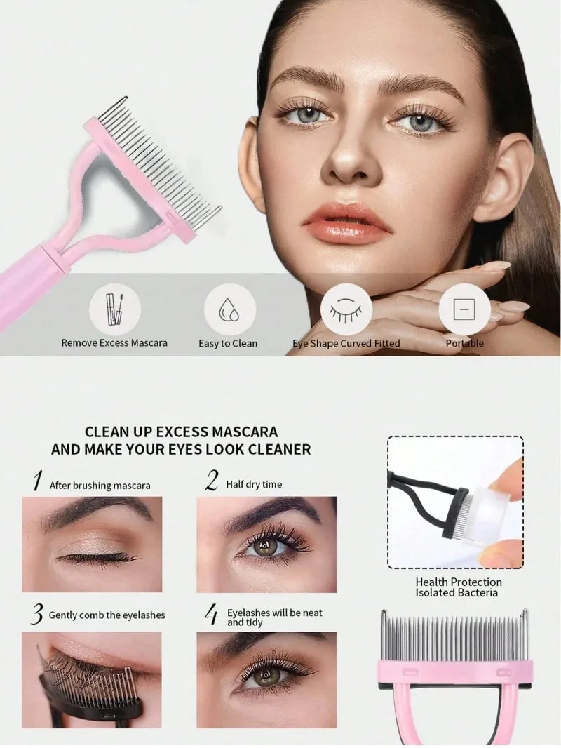 1/2Pcs Ergonomic Eyelash Comb Separator - Curved Comb Belt with Dust Cover Clear Root Styling Tool for Eyelashes