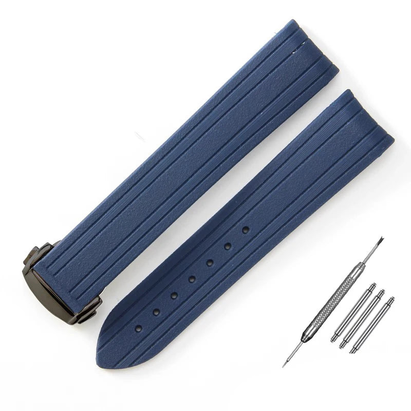 Rubber strap For Omega New Seamaster 300 Watchband High-Quality Watch Band Folding Clasp Curved End Watches Accessories 20mm