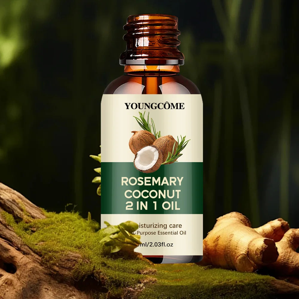 زيت الروزماري وجوز الهند لنمو الشعر وتقوية الجذور | Rosemary Coconut Oil Hair Growth Nourishing Scalp Treatment Loss