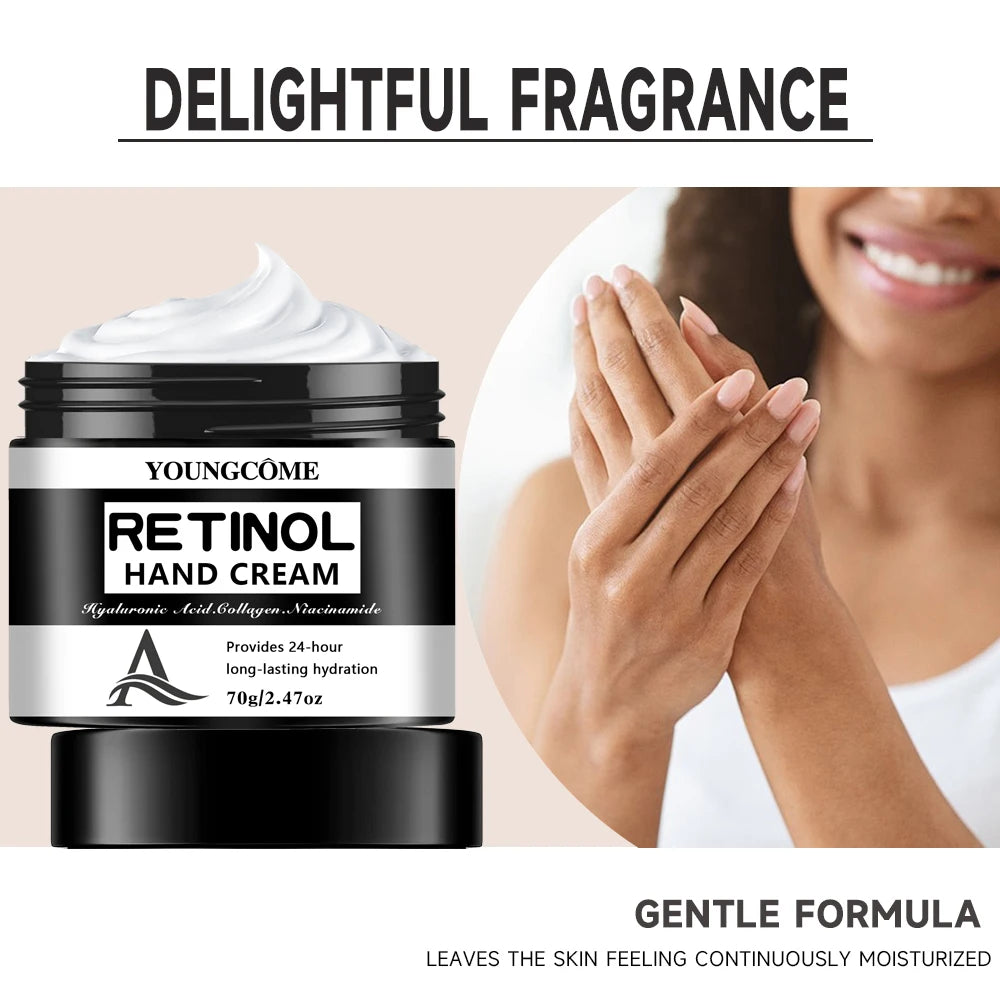 كريم يدين بالريتينول وحمض الهيالورونيك والكولاجين | YOUNGCOME Retinol Hand Cream Hyaluronic Acid Collagen 24H Hydrating