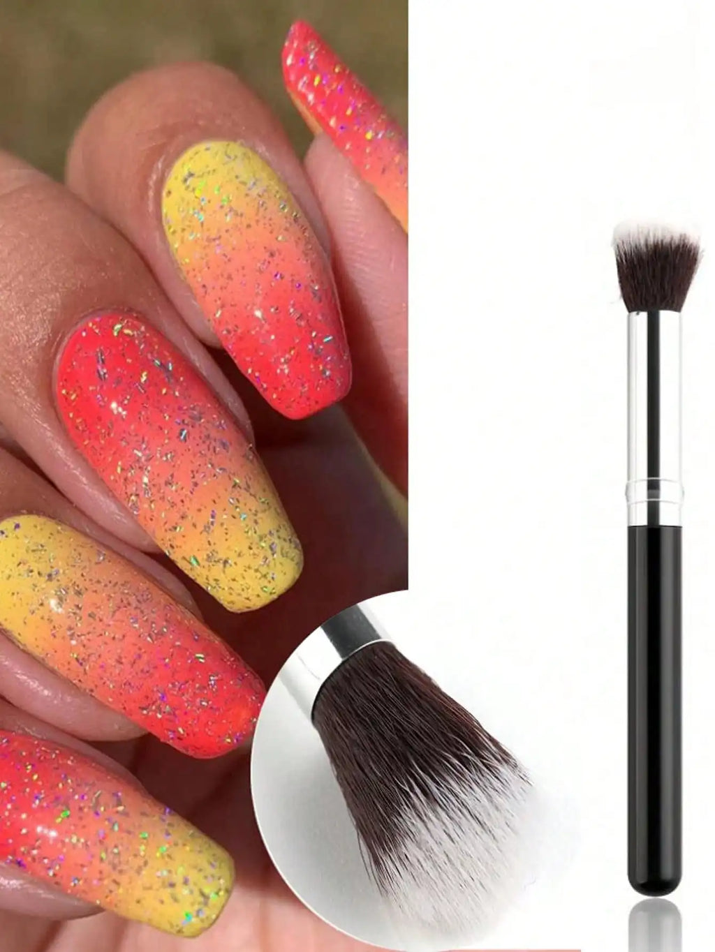 2Pcs Ombre Nail Art Brush Set Eye Shadow Foundation Blush Makeup Brushes Round Handle Artificial Fiber Cosmetic Manicure Tools