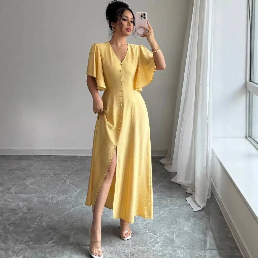 2026 Early Spring New French Casual Elegant Dress With Button Design, Slim-fit Party Dress, Tea Break Dress For Women Party Sexy