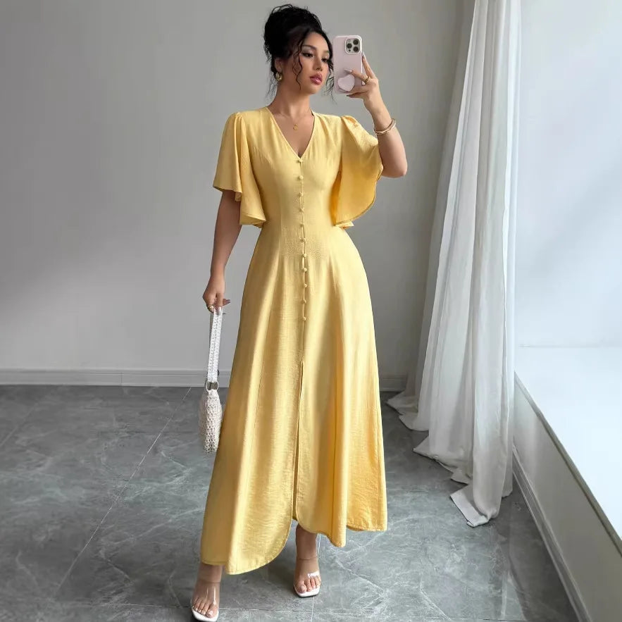 2026 Early Spring New French Casual Elegant Dress With Button Design, Slim-fit Party Dress, Tea Break Dress For Women Party Sexy