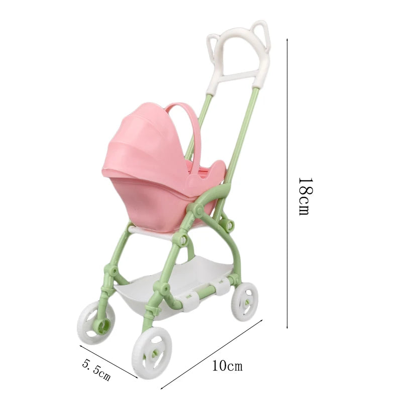 1/12 Miniature Dollhouse Accessories  Educational Toy DIY Assemble Playhouse Nursery Furniture Stroller Plastic Trolley