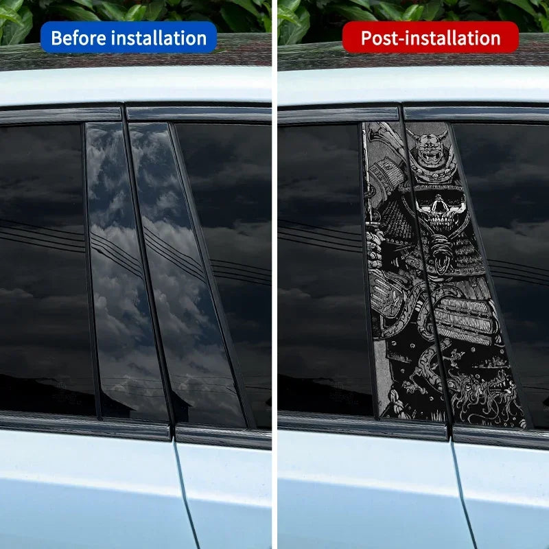 1pc/2pcs JDM Ninja Car Stickers Car B-pillar Vinyl Decals Waterproof Auto Center Pillar Sticker Cover Scratches Vehicle Decor