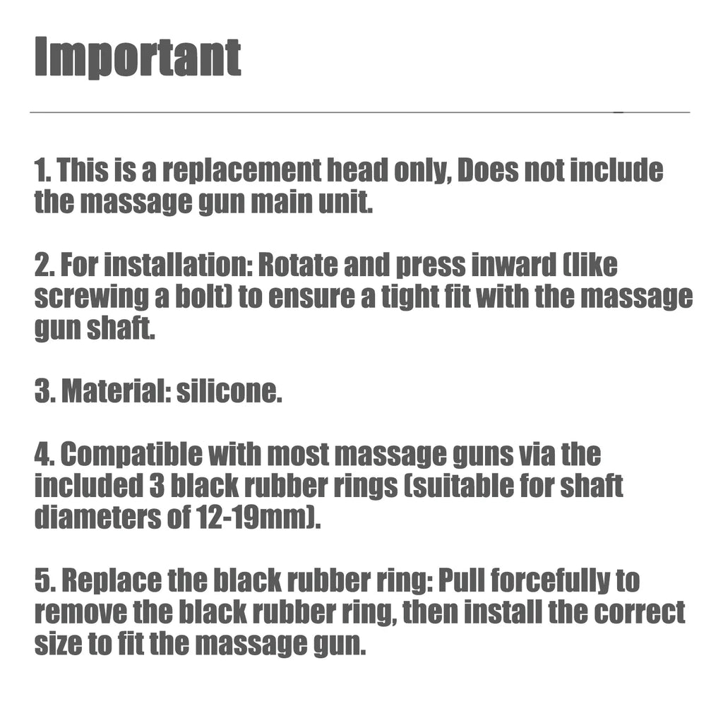 Massage Gun Head Attachments for 12-19mm Shaft, Replaceable Silicone Fascia Gun Head,   Fitness Accessories for Muscle Relief