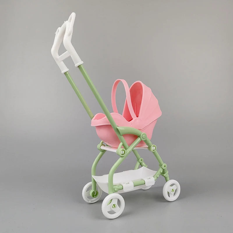 1/12 Miniature Dollhouse Accessories  Educational Toy DIY Assemble Playhouse Nursery Furniture Stroller Plastic Trolley