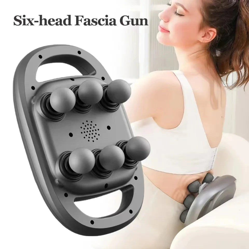 Fascia Gun Muscle Massager Gun High Frequency Back Waist Massage Machine Six-head Body Shoulder Professional Fascia Massage Gun