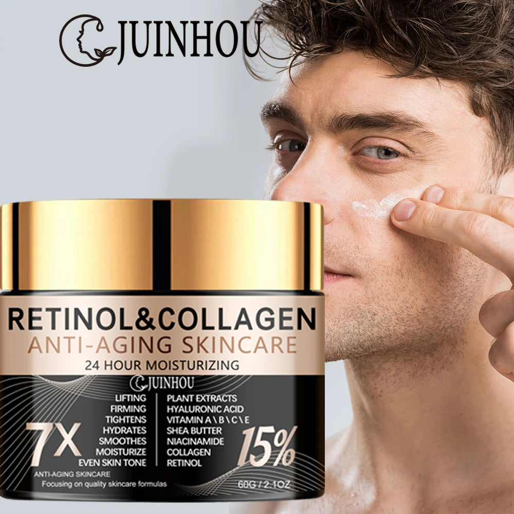 JUINHOU Men's Retinol Collagen Anti-Aging Skin Cream Moisturizes Skin to Make Wrinkles Less Noticeable Refreshing and Non-greasy