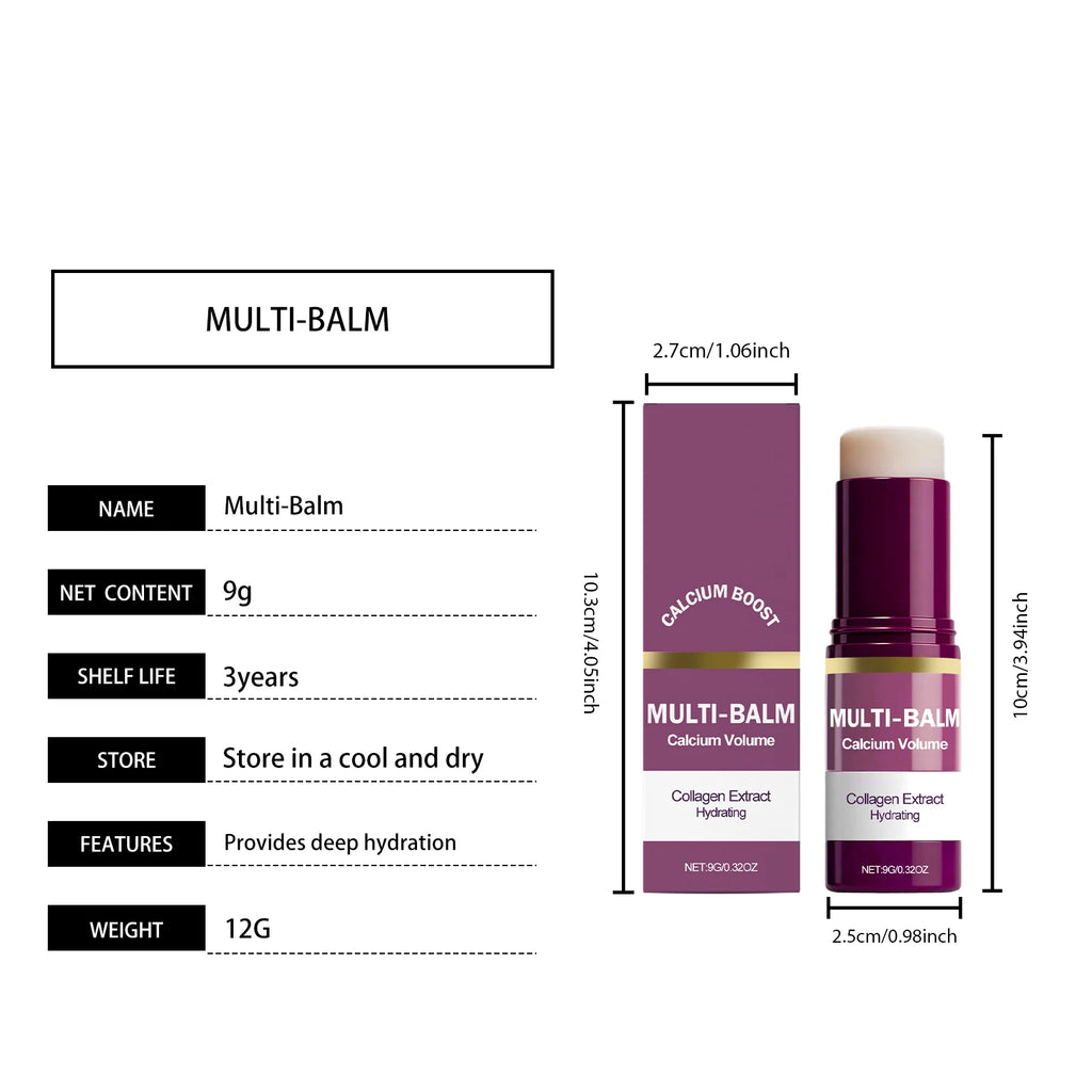 بالم كالسيوم وكولاجين متعدد الاستخدام للوجه والرقبة | Calcium Collagen Multi Balm Stick Hydrating Glow Face Neck Portable