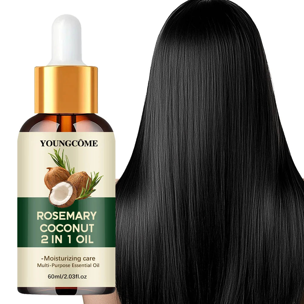 زيت الروزماري وجوز الهند لنمو الشعر وتقوية الجذور | Rosemary Coconut Oil Hair Growth Nourishing Scalp Treatment Loss