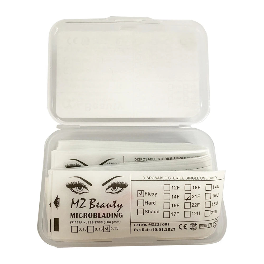 Disposable Eyelash Brushes Kits Microblading Needles Dia 0.15MM Micro Tebori Blades Tattoo Eyebrow Supplies Makeup Applicators