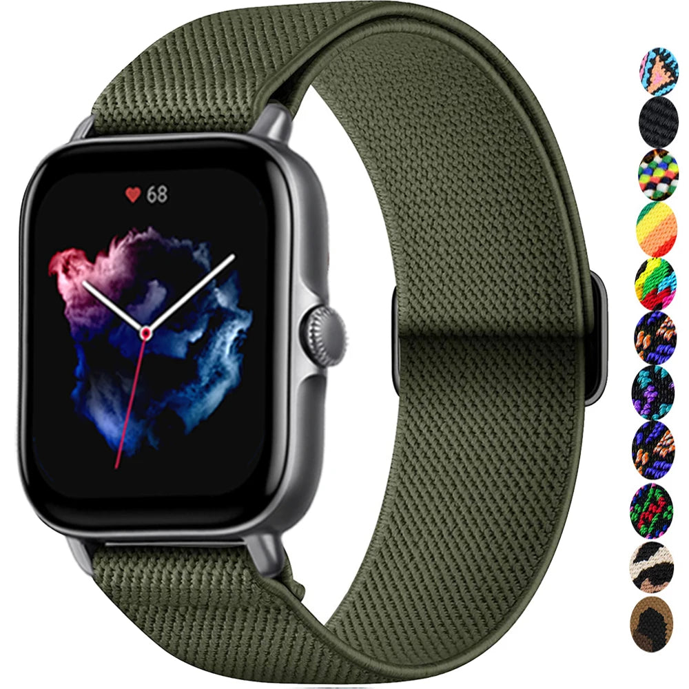 20mm/22mm band For Amazfit GTS 4 /2/2e/3/Mini/GTR 4/3/Pro/GTR2/47mm/42mm/stratos Nylon Elastic Watch Bracelet Amazfit bip strap