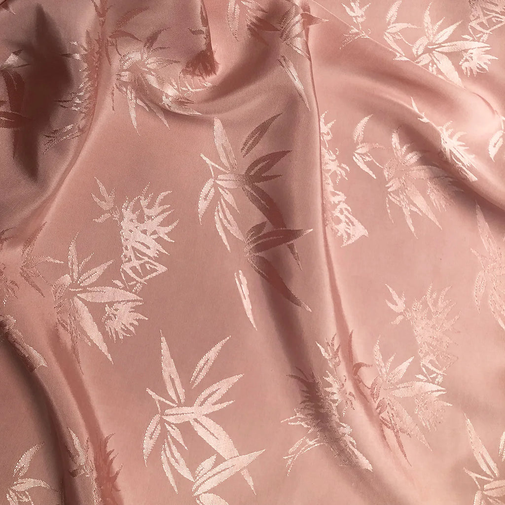 Bamboo Leaf Pattern Green Jacquard Fabric Rayon By Meter for Cheongsam Hanfu Sewing Fashion Chinese Style Cloth Plain Breathable