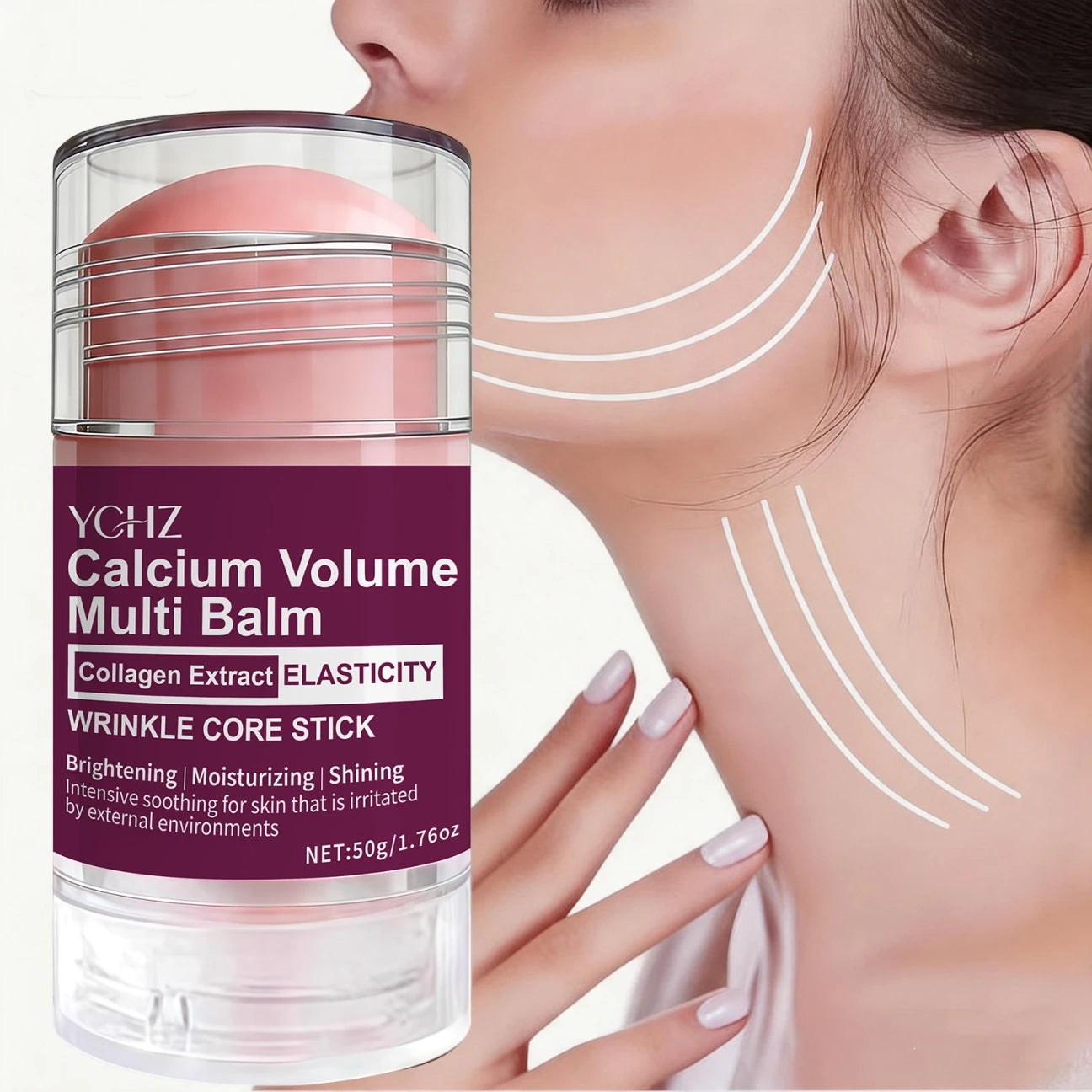 Collagen Facial Care Stick: a Multi-Functional Product That Combines Lip Balm, Eye Cream, Neck Cream, Primer, and Facial Moisturizer, Offering Hydrating and Firming Benefits, Suitable for All Skin Types