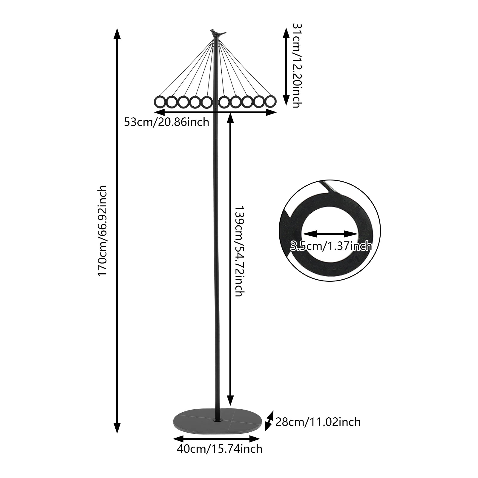 Clothing Rack with 10 Hooks Creative Decorative Metal Clothing Rack Entrance Clothing Rack With Rock Slab Base