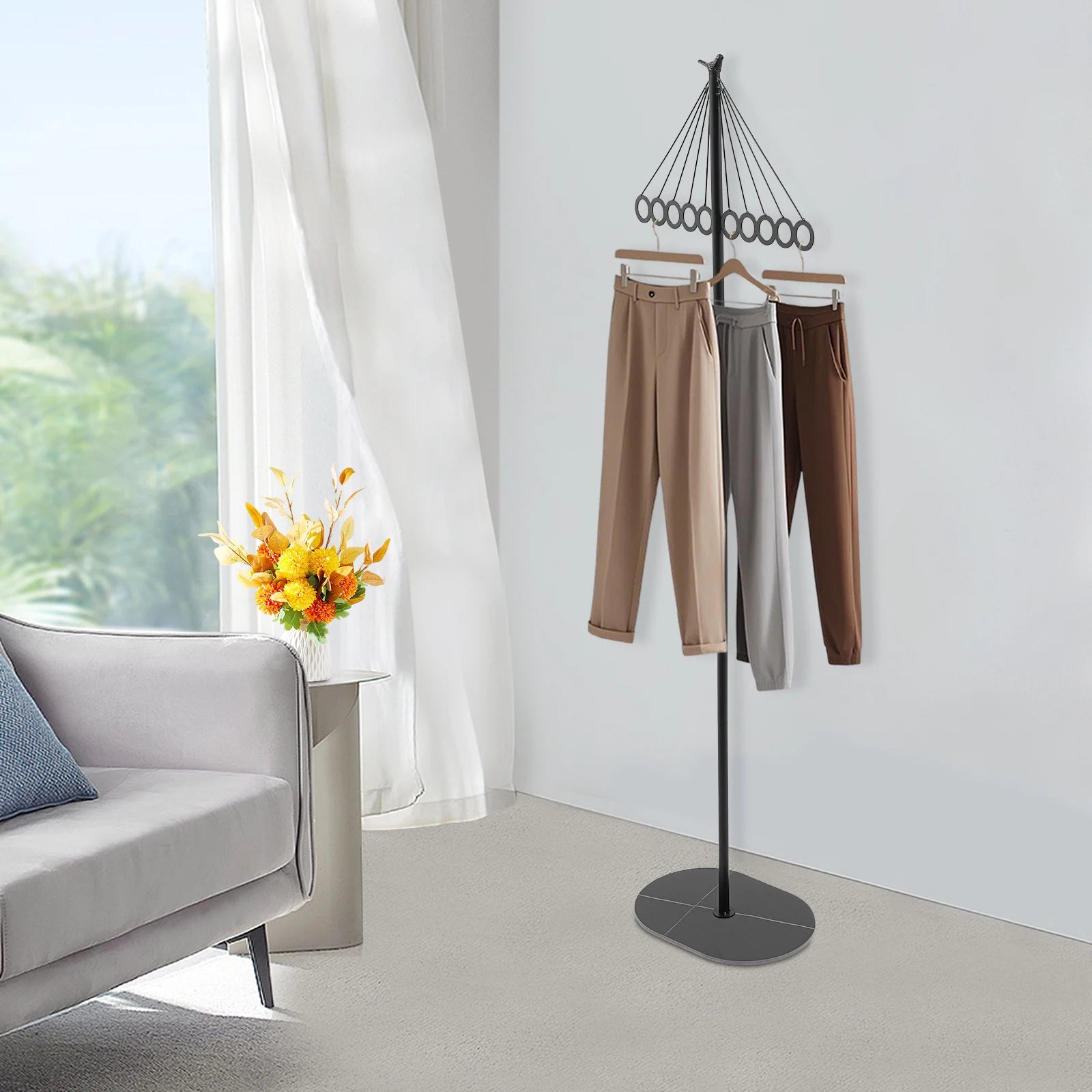 Clothing Rack with 10 Hooks Creative Decorative Metal Clothing Rack Entrance Clothing Rack With Rock Slab Base
