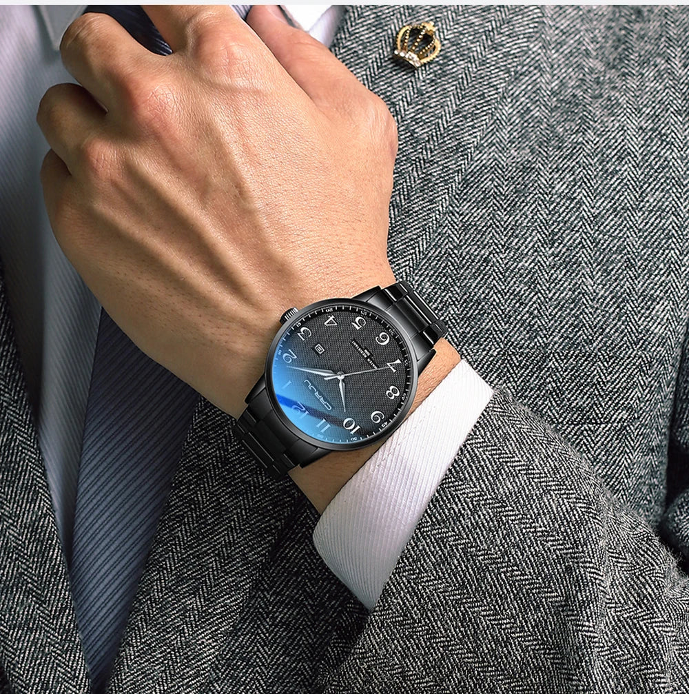 CRRJU New Fashion Men's Watches Stainless Steel Top Brand Luxury Waterproof Men Quartz Wristwatches Relogio Masculino