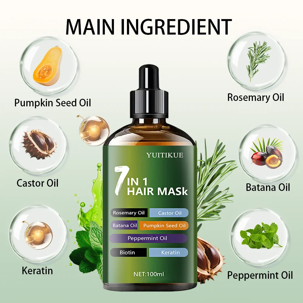 زيت شعر 7 في 1 عالي اللمعان سريع الامتصاص | 7-in-1 Hair Oil High Gloss Deep Nourishment