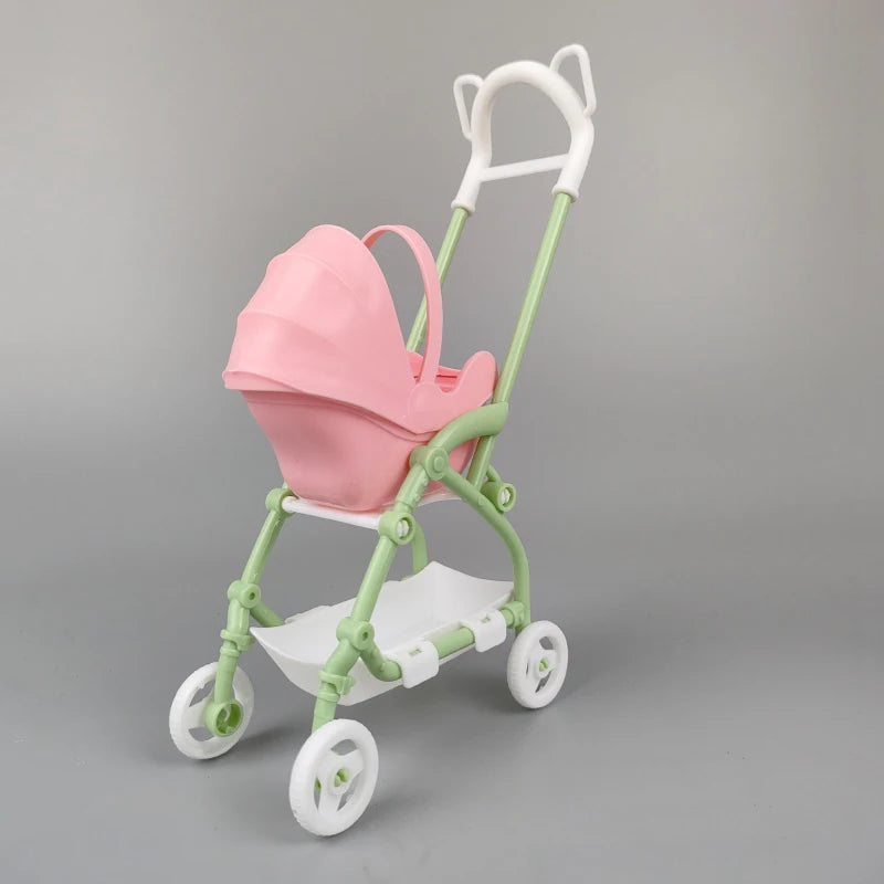 1/12 Miniature Dollhouse Accessories  Educational Toy DIY Assemble Playhouse Nursery Furniture Stroller Plastic Trolley