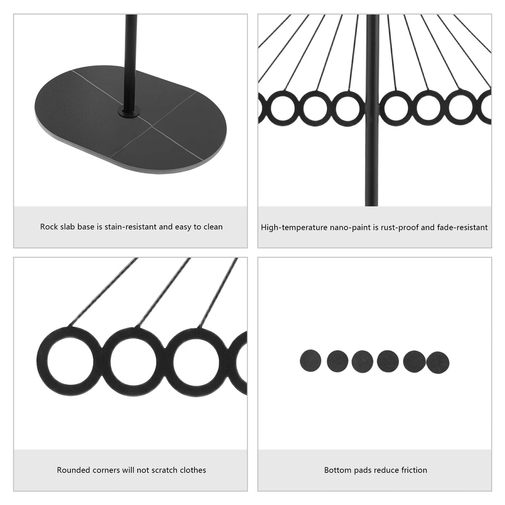 Clothing Rack with 10 Hooks Creative Decorative Metal Clothing Rack Entrance Clothing Rack With Rock Slab Base