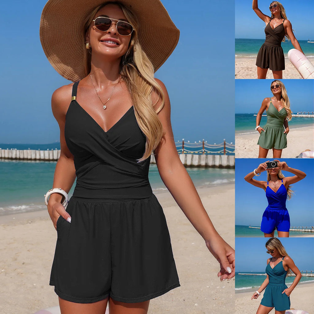 2026 New One-Piece Swimsuit Women's Conservative Solid Color Sporty Bikini High Elasticity Quick Dry Swimwear for Running Fit...