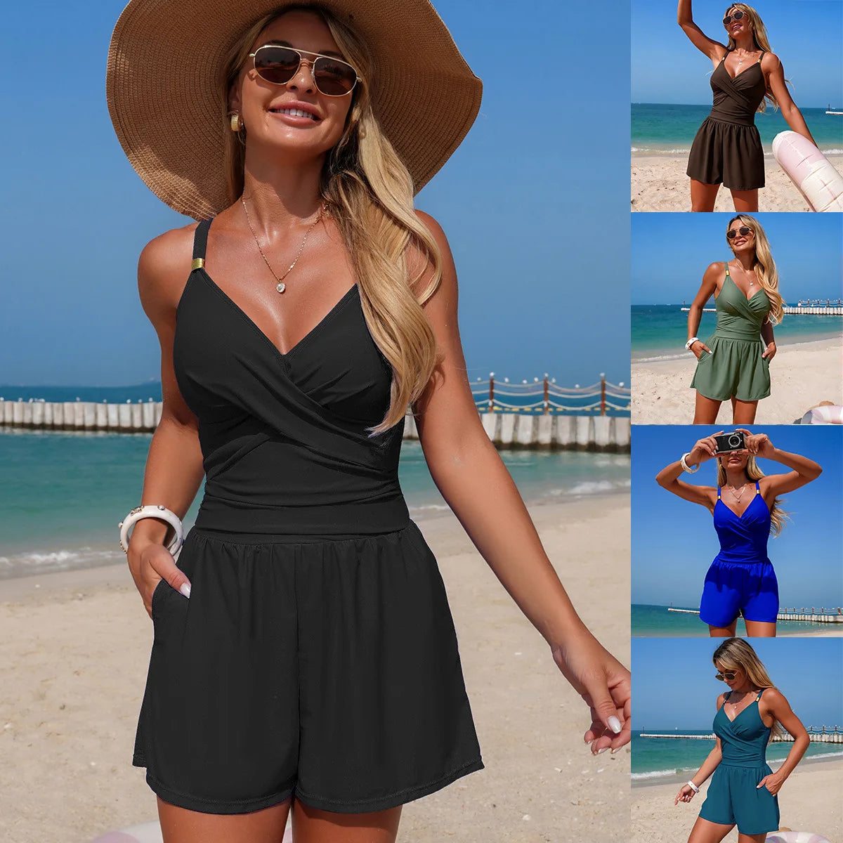 2026 New One-Piece Swimsuit Women's Conservative Solid Color Sporty Bikini High Elasticity Quick Dry Swimwear for Running Fit...