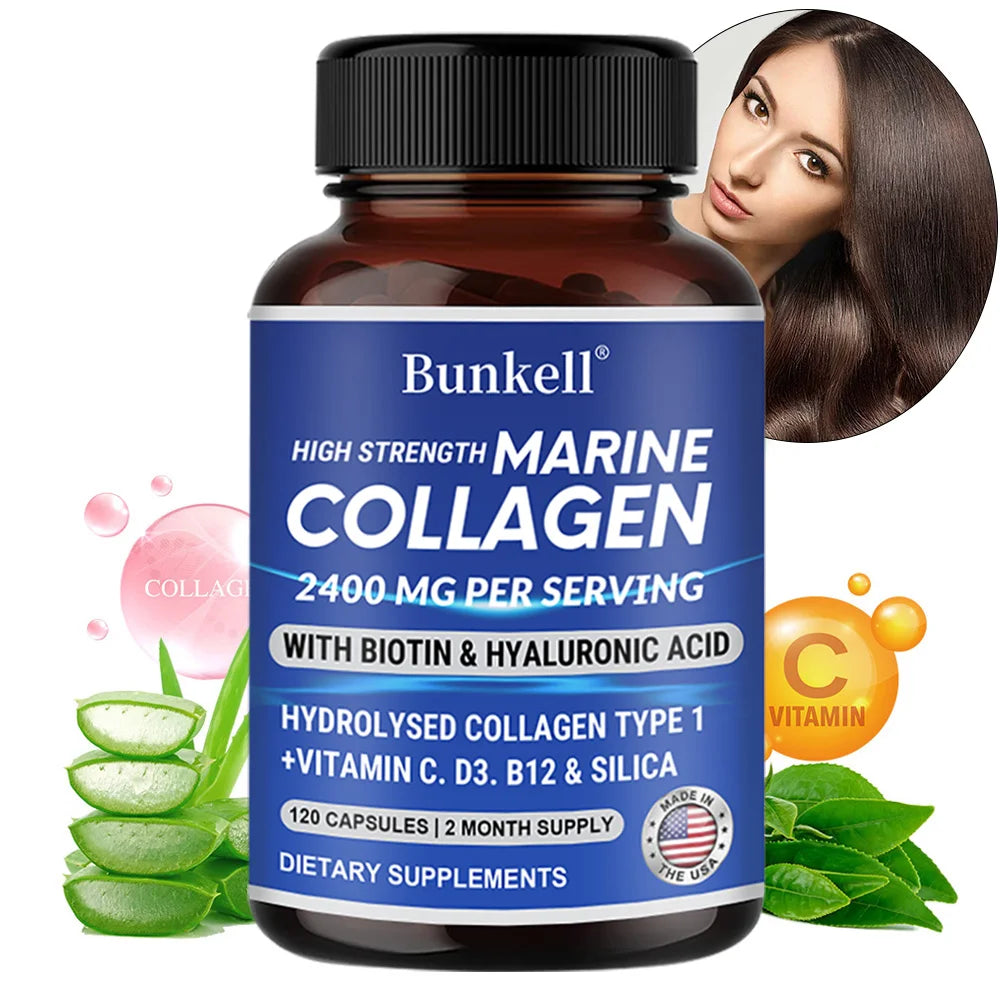 كولاجين بحري 2400مج بحمض الهيالورونيك وفيتامين C وبيوتين | Marine Collagen 2400mg with Hyaluronic Acid & Vitamin C