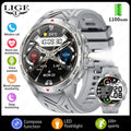 LIGE 1100mAh Large Battery Smart Watch 1.7" Full Screen Touch Bluetooth Smartwatch Men Sleep Heart Rate Monitor Compass Watches
