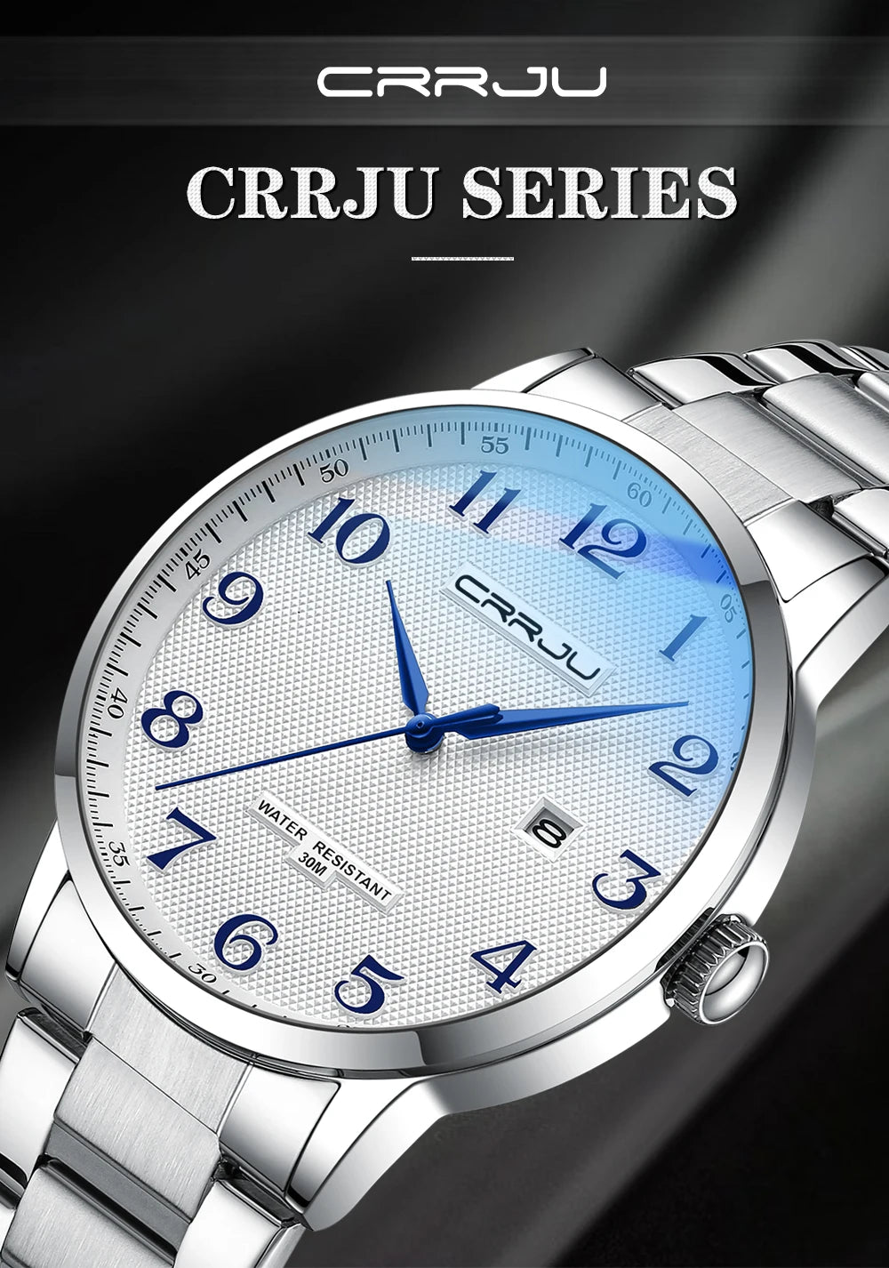 CRRJU New Fashion Men's Watches Stainless Steel Top Brand Luxury Waterproof Men Quartz Wristwatches Relogio Masculino