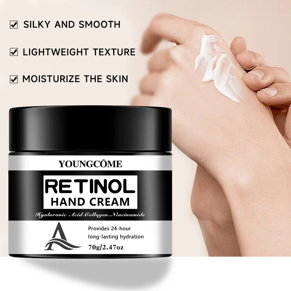 كريم يدين بالريتينول وحمض الهيالورونيك والكولاجين | YOUNGCOME Retinol Hand Cream Hyaluronic Acid Collagen 24H Hydrating