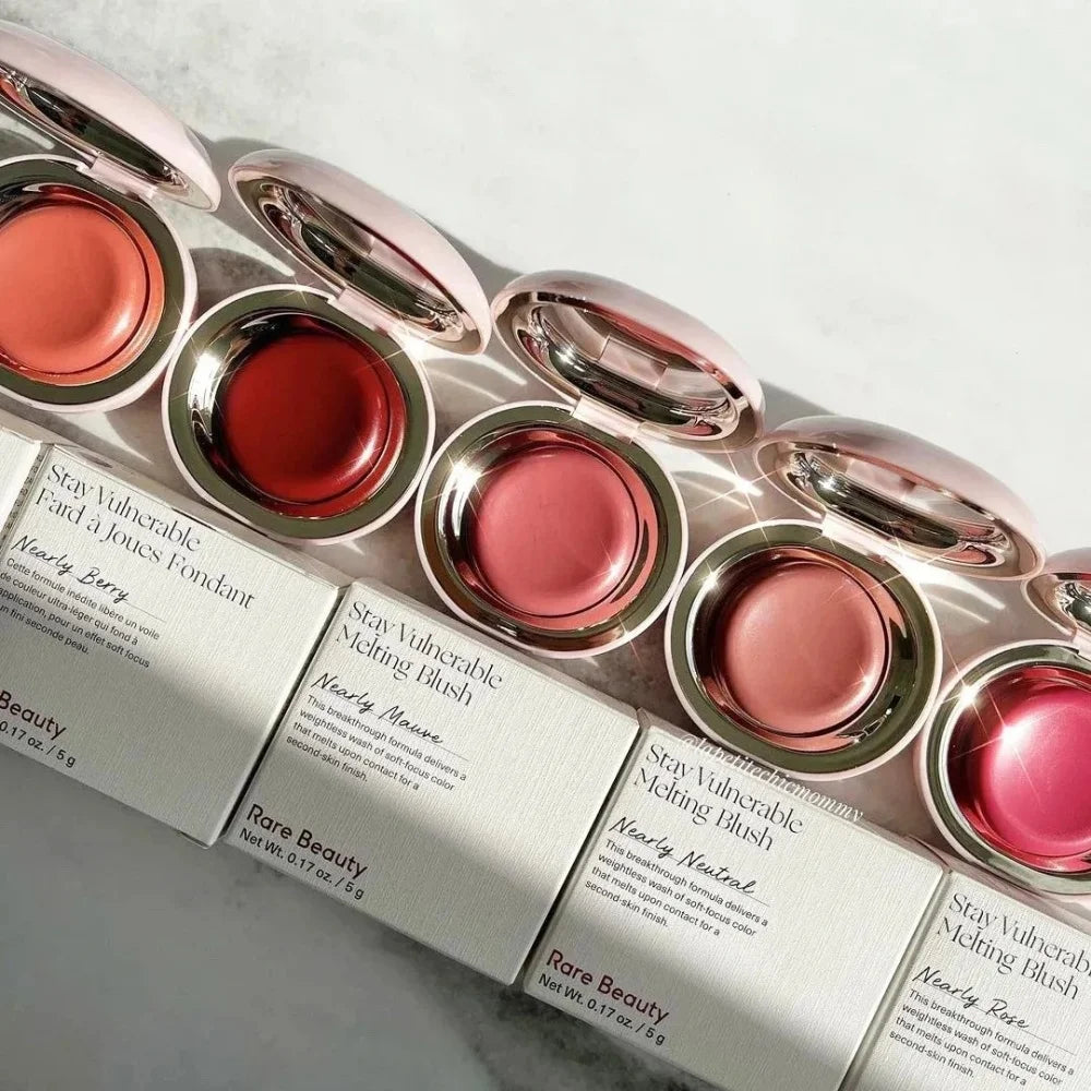 بلش وجلوس شفاه Rare Beauty مشرق وأنيق مع علبة | Rare Beauty Blush Lip Gloss Brightening Silky Contour Makeup