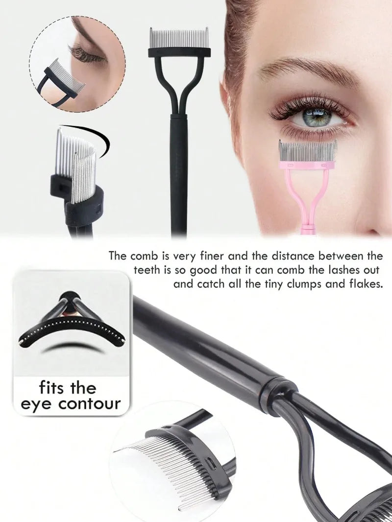 1/2Pcs Ergonomic Eyelash Comb Separator - Curved Comb Belt with Dust Cover Clear Root Styling Tool for Eyelashes