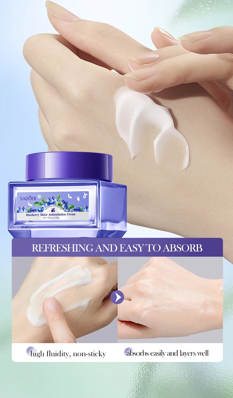SADOER Blueberry Hyaluronic Acid Skin Brightening Cream Skincare Moisturizing Nourishing Facial Creams  Beauty Skin Care Product