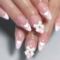 طقم أظافر وردي بطباعة الفراشة وفراشة ثلاثية الأبعاد 24 قطعة | 24Pcs Nude Pink 3D Bow Butterfly Press-On Nails