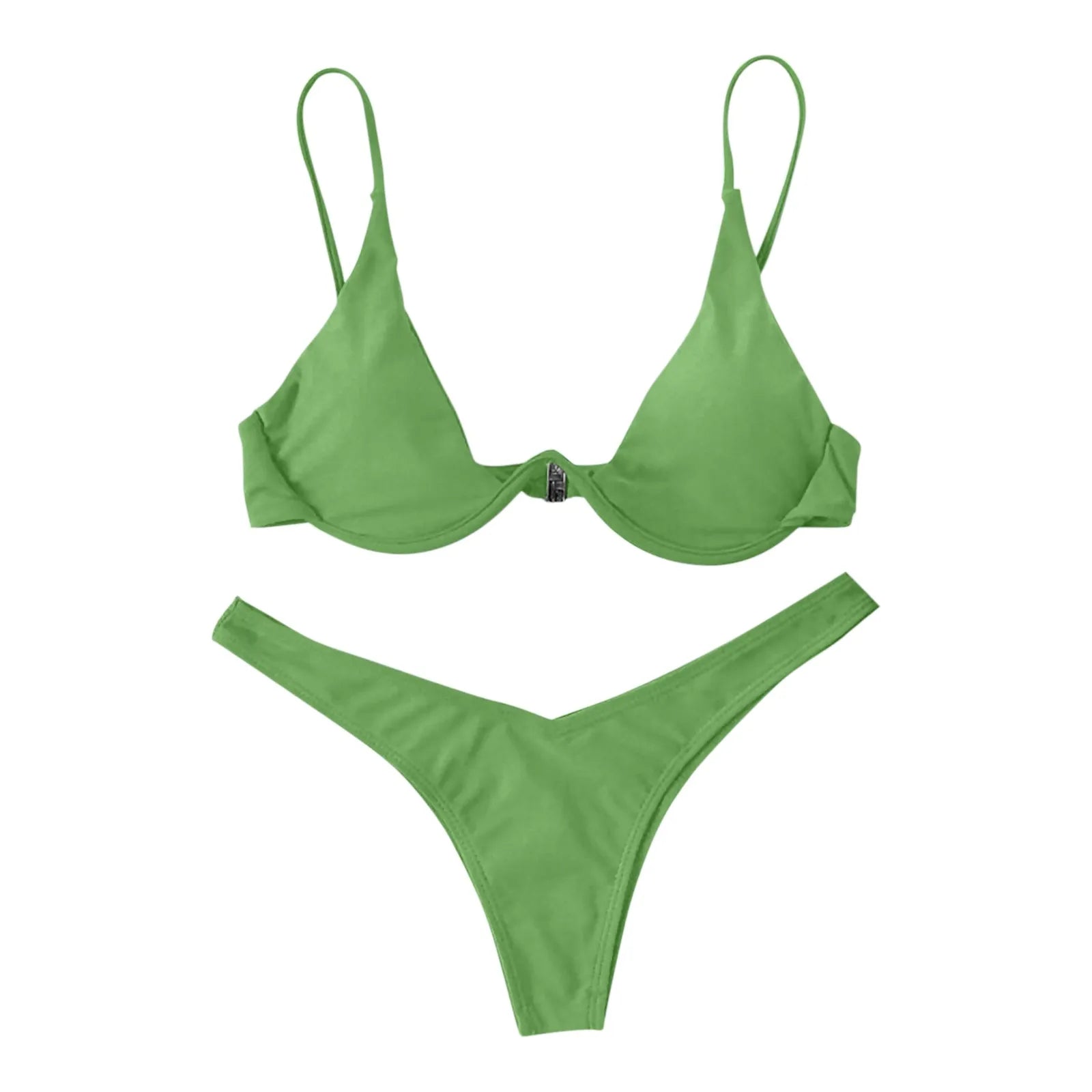 Personality Women'S Sexy Split Style Solid Color Bikini Swimsuit Bow Tie Swimsuit 2 Piece Set Soft Comfortable Swimwear Set