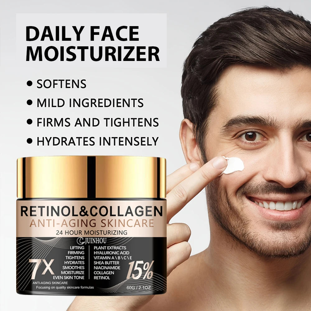 JUINHOU Men's Retinol Collagen Anti-Aging Skin Cream Moisturizes Skin to Make Wrinkles Less Noticeable Refreshing and Non-greasy