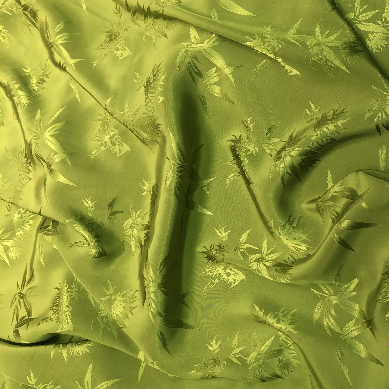 Bamboo Leaf Pattern Green Jacquard Fabric Rayon By Meter for Cheongsam Hanfu Sewing Fashion Chinese Style Cloth Plain Breathable