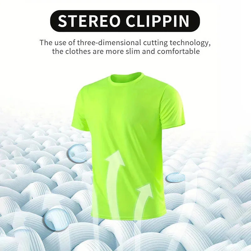 Retro American men's T-shirt casual wear, crew collar short-sleeved top, outdoor simple daily men's breathable sports T-shirt