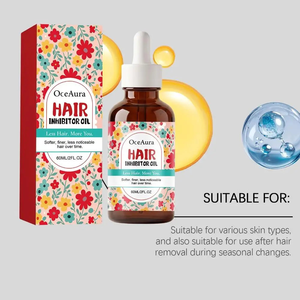 Hair Inhibitor Oil  Natural Soothing Body Oil for Hair Removal Smoothing Skin Reduces Hairs Shrink Pores for All Skin Types
