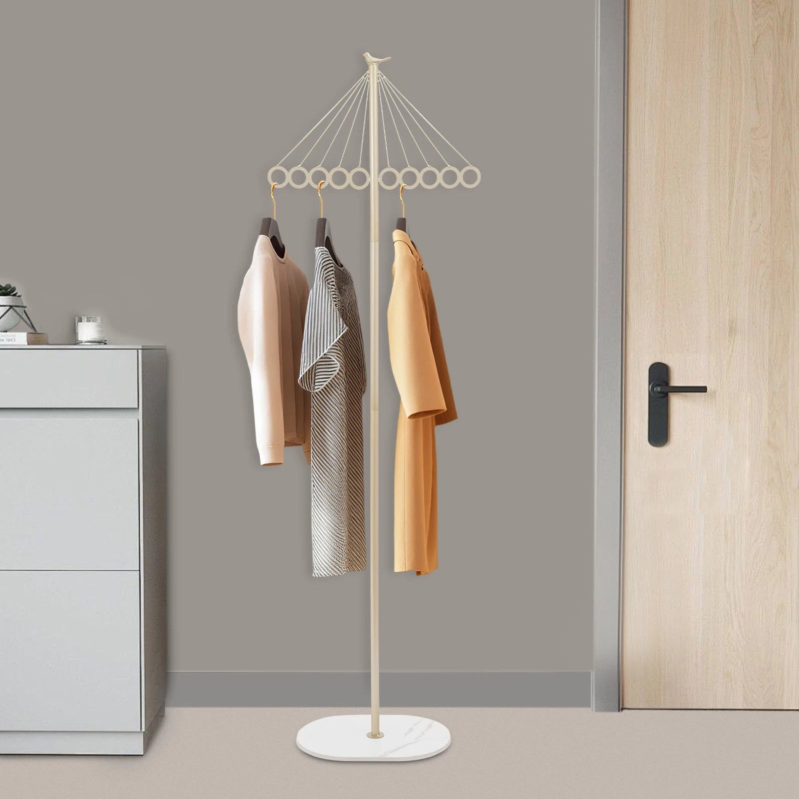 Clothing Rack with 10 Hooks Creative Decorative Metal Clothing Rack Entrance Clothing Rack With Rock Slab Base