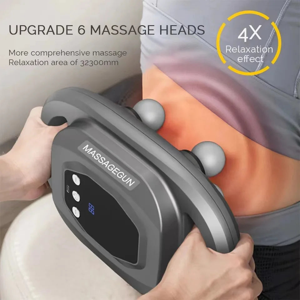 Fascia Gun Muscle Massager Gun High Frequency Back Waist Massage Machine Six-head Body Shoulder Professional Fascia Massage Gun
