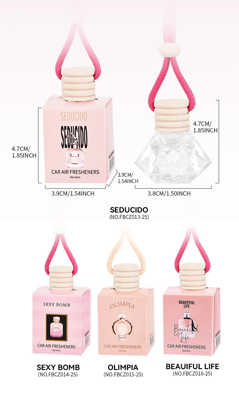 معطر سيارة وردي فاخر معلق لتعطير السيارة وتنقية الهواء | Pink Car Fragrance Pendant Interior Accessories Fresh Air Perfume