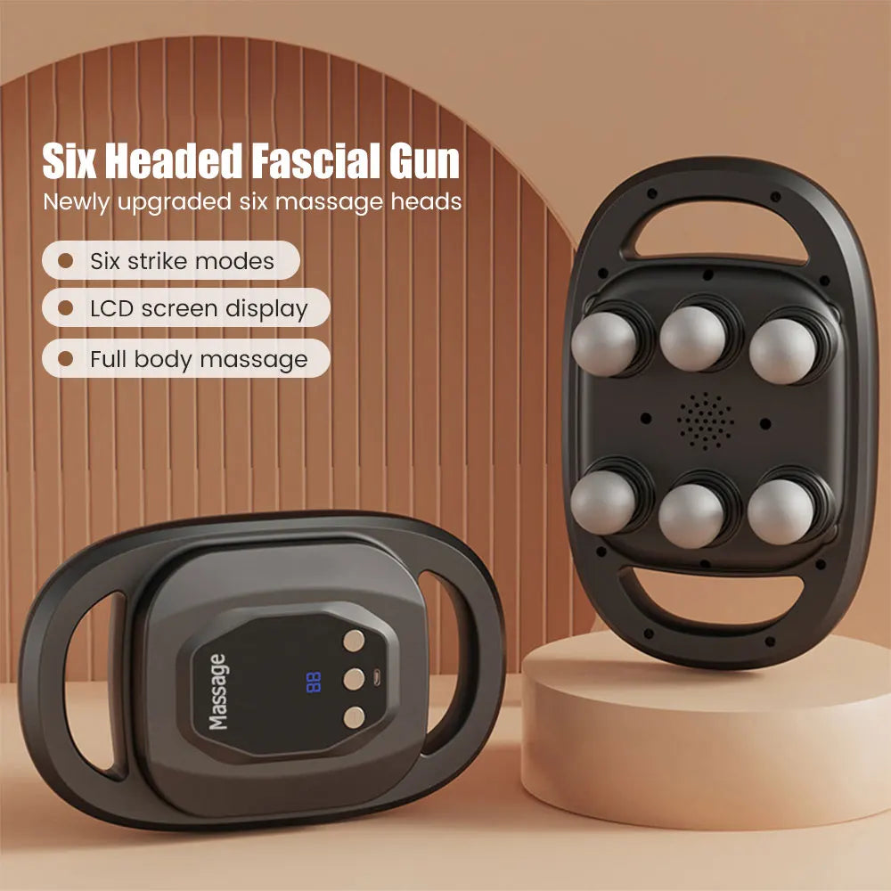 Fascia Gun Muscle Massager Gun High Frequency Back Waist Massage Machine Six-head Body Shoulder Professional Fascia Massage Gun