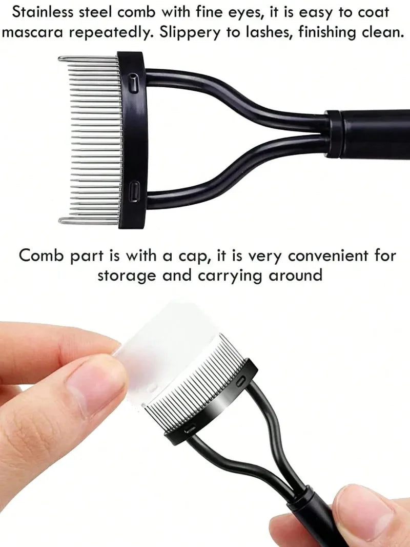 1/2Pcs Ergonomic Eyelash Comb Separator - Curved Comb Belt with Dust Cover Clear Root Styling Tool for Eyelashes