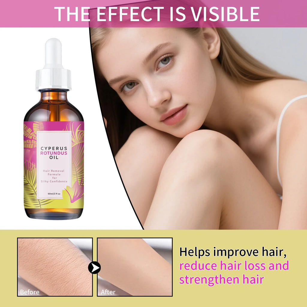 زيت تثبيط نمو الشعر الطبيعي 60مل بالجوجوبا واللوز | Natural Hair Growth Inhibitor Oil 60ml Jojoba Almond Smooth Skin